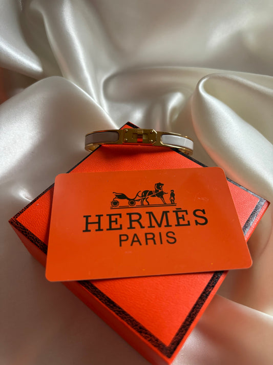 Hermès Kelly Bracelet - White & 18k Goldplated