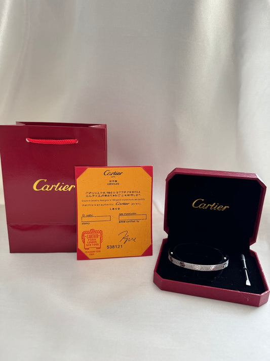 Cartier Love Bracelet met Zirkonia - 18K Witgoud Plated Staal