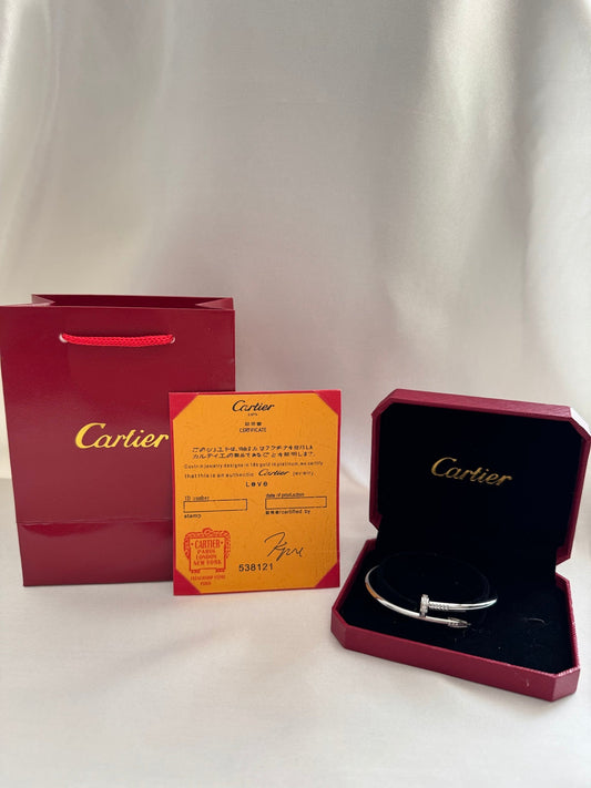 Cartier Juste un Clou Stijl Armband met Zirkonia - 18K Witgoud Plated Staal